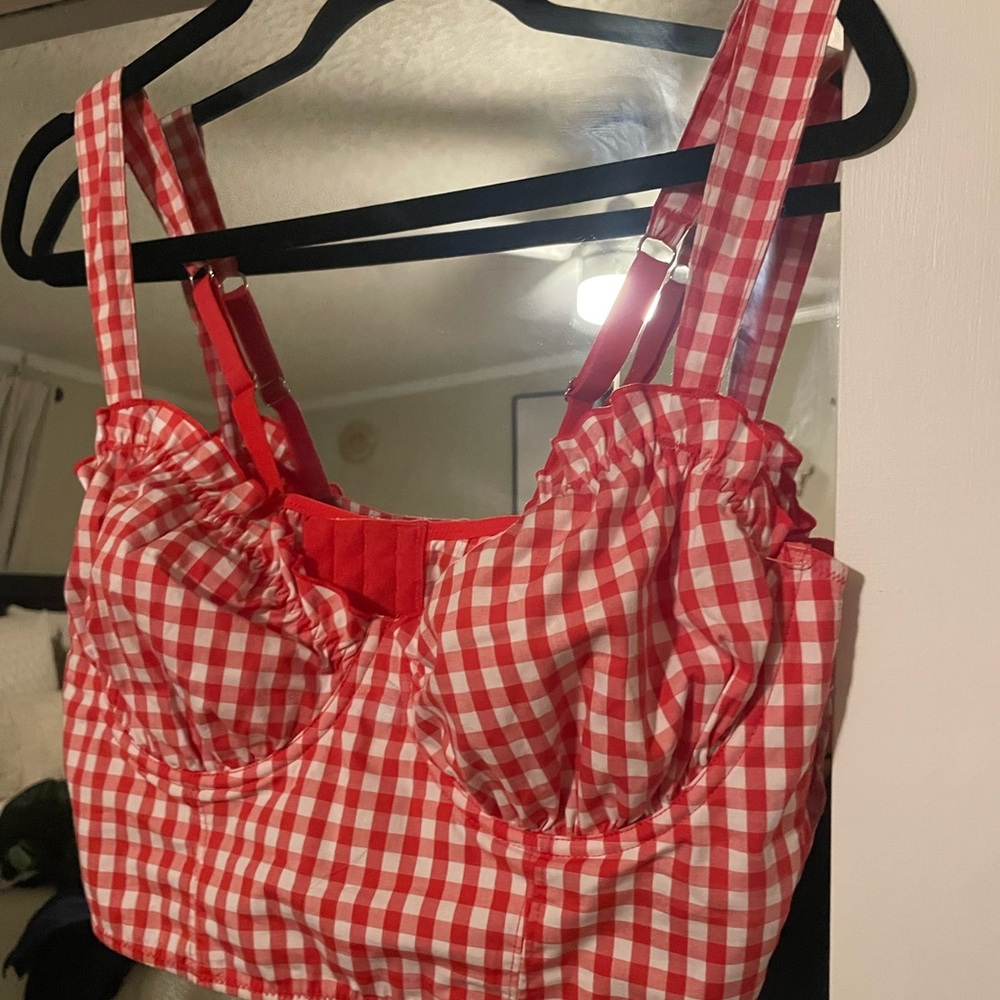 Red and White Gingham Top
